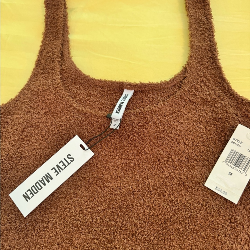NWT STEVE MADDEN TANK Medium Chocolate Brown Soft Brushed Terry! NEW WOM…